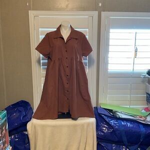 SHEIN Chestnut Button-Up Dress